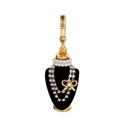 Crystal zircon pearl bow black pendant necklace pendant