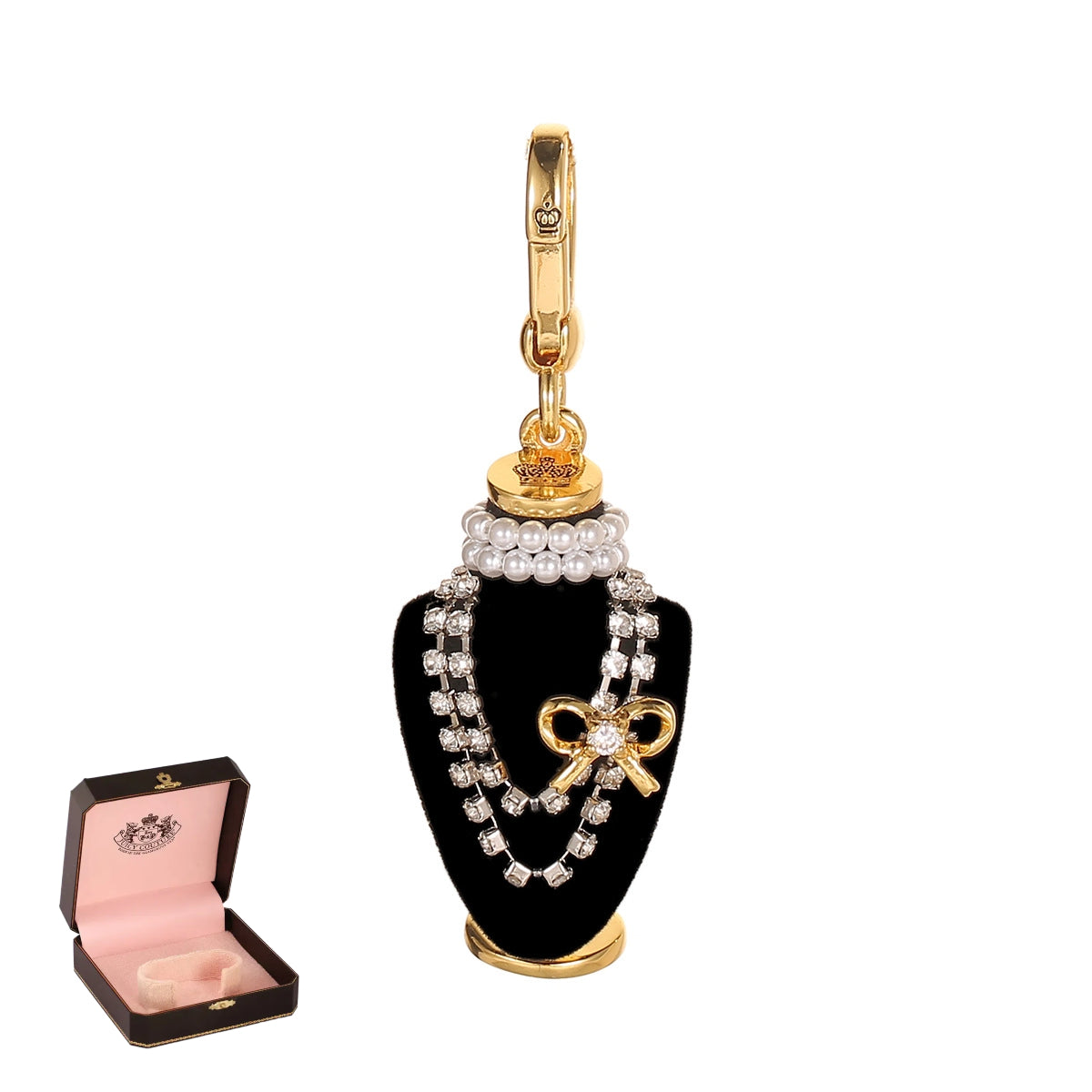 Crystal zircon pearl bow black pendant necklace pendant