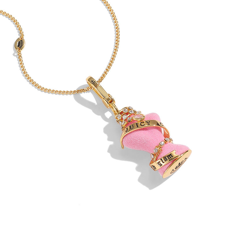 Diamond inlaid crystal zircon diamond chain pink